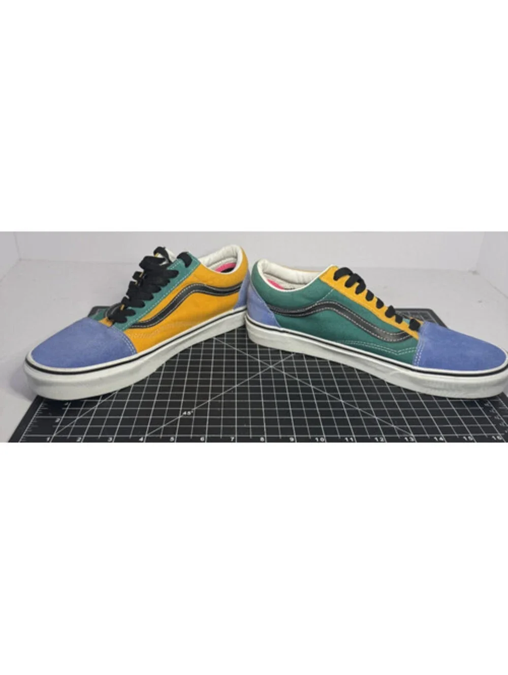 VANS Old Skool Limited Edition ColorBlock Shoes Mens 9.5 Blue Green Yellow